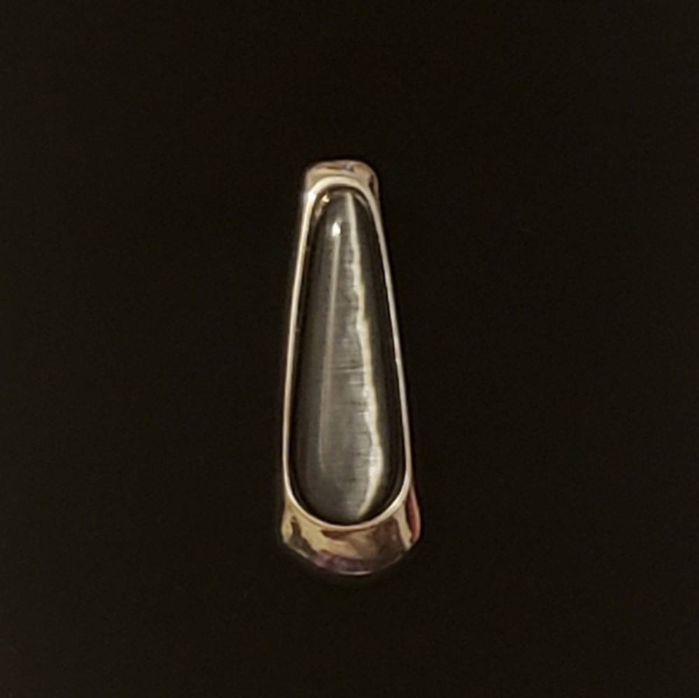 Natural Dyed Gray Tiger's Eye Sterling Silver Pendant
